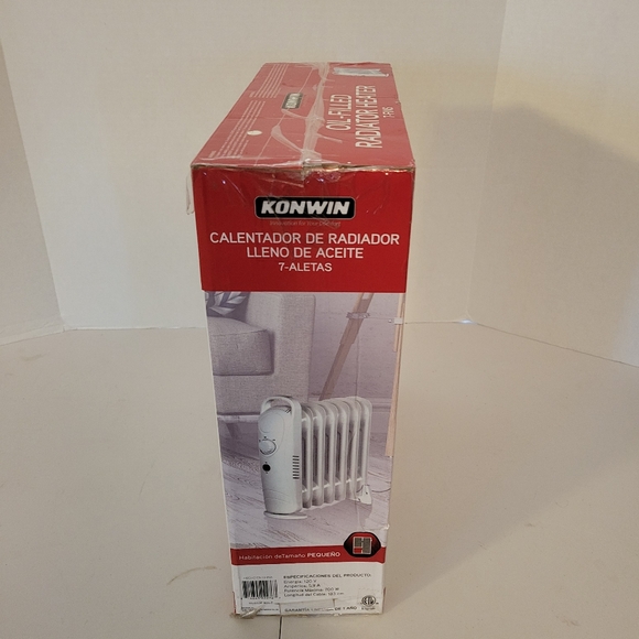 Konwin X01-7 Electric Oil Filled Radiator Heater - White 7-Fins - Picture 2 of 4